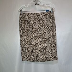 J. Crew Black and Cream Leopard Pencil Skirt Size 4 #227